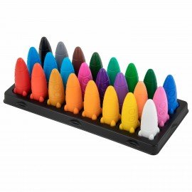 Восковые мелки фигурные BRAUBERG KIDS "РАКЕТА", НАБОР 24 цвета + НАКЛЕЙКИ В ПОДАРОК!, 273083