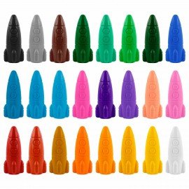 Восковые мелки фигурные BRAUBERG KIDS "РАКЕТА", НАБОР 24 цвета + НАКЛЕЙКИ В ПОДАРОК!, 273083