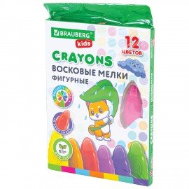 Восковые мелки фигурные BRAUBERG KIDS "Капельки", 12 цветов, 273094