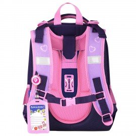 Ранец BRAUBERG PREMIUM, 2 отделения, с брелоком, "Paw prints", велюровая панель, 38х29х16 см, 273098