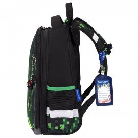 Ранец BRAUBERG PREMIUM, 2 отделения, с брелоком, "Digital spider", LED-ЛАМПОЧКИ, 38х29х16 см, 273101