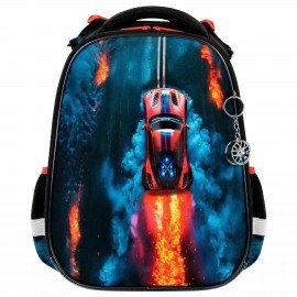 Ранец BRAUBERG PREMIUM, 2 отделения, с брелоком, "Foggy car", 3D-панель, 38х29х16 см, 273103