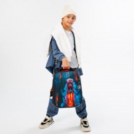 Ранец BRAUBERG PREMIUM, 2 отделения, с брелоком, "Foggy car", 3D-панель, 38х29х16 см, 273103