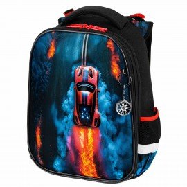 Ранец BRAUBERG PREMIUM, 2 отделения, с брелоком, "Foggy car", 3D-панель, 38х29х16 см, 273103