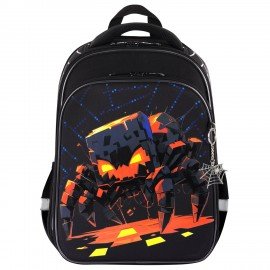Ранец BRAUBERG QUADRO, 3 отделения, с брелком, Fire spider, 37х28х18 см, 273106