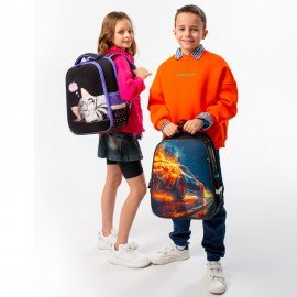 Ранец BRAUBERG FIT, 2 отделения, Sleeping kitten, велюровая панель, 38х27х14 см, 273107