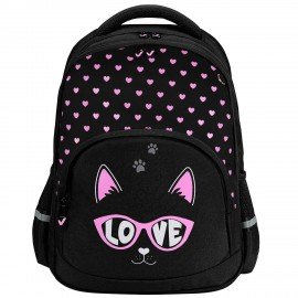 Рюкзак BRAUBERG SOFT, 2 отделения, 3 кармана, "Cool cat", СВЕТЯЩИЙСЯ, 40х31х15 см, 273118