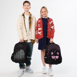 Рюкзак BRAUBERG SOFT, 2 отделения, 3 кармана, "Cool cat", СВЕТЯЩИЙСЯ, 40х31х15 см, 273118