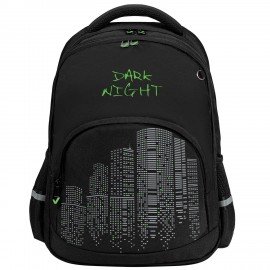 Рюкзак BRAUBERG SOFT, 2 отделения, 3 кармана, "Dark night", СВЕТООТРАЖАЮЩИЙ ПРИНТ, 40х31х15 см, 273119