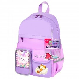 Рюкзак BRAUBERG PASTEL с термонашивками в комплекте, "Not today", сиреневый, 40х29х14 см, 273127