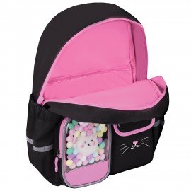 Рюкзак BRAUBERG PASTEL с термонашивками в комплекте, "Black kitty", черный, 40х29х14 см, 273128