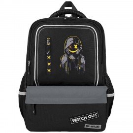 Рюкзак BRAUBERG STAR, 1 отделение, 5 карманов, "Watch out", черный, 40x29x13 см, 273132