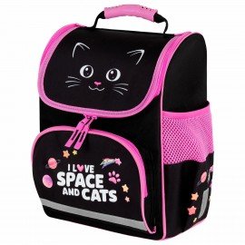 Ранец ПИФАГОР BASIC, 1 отделение, 3 кармана, эргономичная спинка, "Dark kitten", 35х28х18 см, 273134