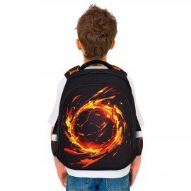 Ранец BRAUBERG KIDS STANDARD, 2 отделения, Fire split, 3D-панель, 36х28х14 см, 273147