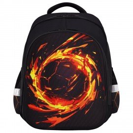 Ранец BRAUBERG KIDS STANDARD, 2 отделения, Fire split, 3D-панель, 36х28х14 см, 273147