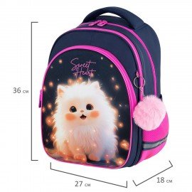 Рюкзак BRAUBERG OPTIMA, 2 отделения, с брелоком, "Tiny beauty", 36х27х18 см, 273155