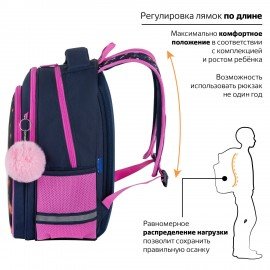 Рюкзак BRAUBERG OPTIMA, 2 отделения, с брелоком, "Tiny beauty", 36х27х18 см, 273155