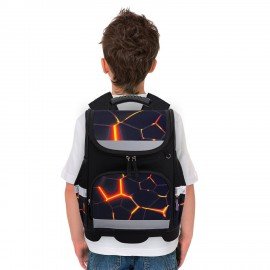 Ранец ЮНЛАНДИЯ WISE, 1 отделение, 3 кармана, устойчивое дно, Volcano split, 37х29х15 см, 273162