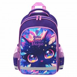 Рюкзак ПИФАГОР SCHOOL, 1 отделение, 3 кармана, "Magic kitty", 38x28х14 см, 273166