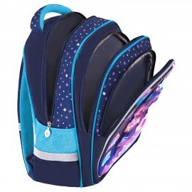 Рюкзак BRAUBERG KIDS FLOSSY, 2 отделения, 3 кармана, "Sky girl", 3D-панель, 40х28х18 см, 273179