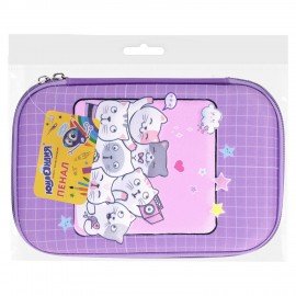 Пенал ЮНЛАНДИЯ большой, 1 отделение, 1 откидная планка, карман, полиэстер/EVA, 22х15х5 см, Cats selfie, 273193