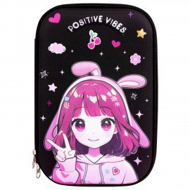 Пенал ЮНЛАНДИЯ большой, 1 отделение, 1 откидная планка, карман, полиэстер/EVA, 22х15х5 см, Anime sign, 273194