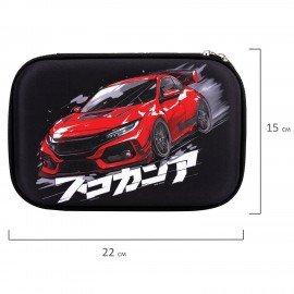 Пенал ЮНЛАНДИЯ большой, 1 отделение, 1 откидная планка, карман, полиэстер/EVA, 22х15х5 см, Street race, 273195