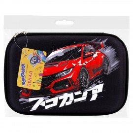 Пенал ЮНЛАНДИЯ большой, 1 отделение, 1 откидная планка, карман, полиэстер/EVA, 22х15х5 см, Street race, 273195