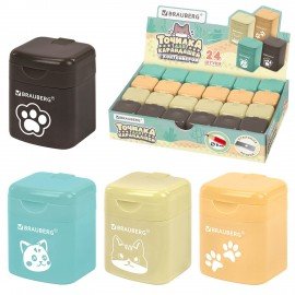 Точилка кросс-серия МИЛЫЕ КОТЫ, с контейнером, корпус ассорти, BRAUBERG, 273226