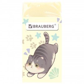Ластик BRAUBERG CUTE CATS, 50х24х10 мм, прямоугольный, цвет ластика ассорти, эко-пвх, картонный держатель, 273227