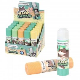 Клей-карандаш 15 г, кросс-серия МИЛЫЕ КОТЫ, ассорти, BRAUBERG, 273228