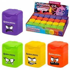 Точилка кросс-серия МОНСТРИКИ, с контейнером, корпус ассорти, BRAUBERG, 273235