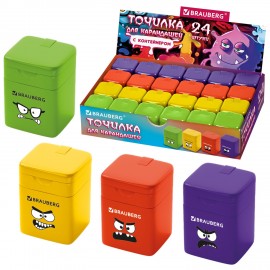 Точилка кросс-серия МОНСТРИКИ, с контейнером, корпус ассорти, BRAUBERG, 273235