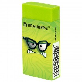 Ластик BRAUBERG CUTE MONSTERS, 50х24х10 мм, прямоугольный, цвета ластика ассорти, эко-пвх, картонный держатель, 273236