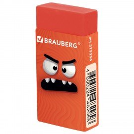 Ластик BRAUBERG CUTE MONSTERS, 50х24х10 мм, прямоугольный, цвета ластика ассорти, эко-пвх, картонный держатель, 273236