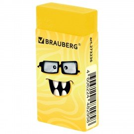 Ластик BRAUBERG CUTE MONSTERS, 50х24х10 мм, прямоугольный, цвета ластика ассорти, эко-пвх, картонный держатель, 273236