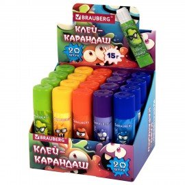 Клей-карандаш 15 г, кросс-серия МОНСТРИКИ, ассорти, BRAUBERG, 273237