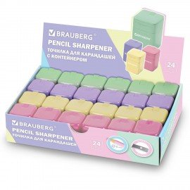 Точилка кросс-серия PASTEL, с контейнером, корпус ассорти, BRAUBERG, 273255
