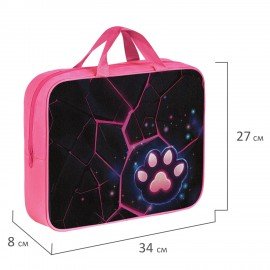 Папка на молнии с ручками BRAUBERG А4, 1 отделение, полиэстер, 80 мм, Pink lava, 273299