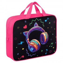 Папка на молнии с ручками BRAUBERG А4, 1 отделение, полиэстер, 80 мм, Headphones, 273302