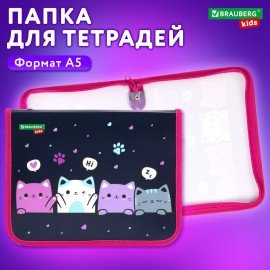 Папка для тетрадей BRAUBERG KIDS А5, 1 отделение, пластик, молния вокруг, Anti-gravity, 273323