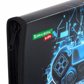 Папка для тетрадей BRAUBERG KIDS А5, 1 отделение, пластик, молния вокруг, Digital gamepad, 273326