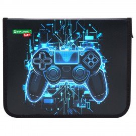 Папка для тетрадей BRAUBERG KIDS А5, 1 отделение, пластик, молния вокруг, Digital gamepad, 273326