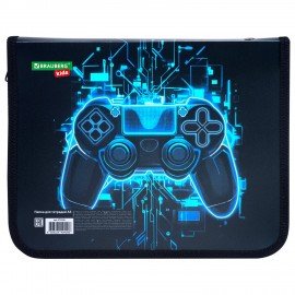 Папка для тетрадей BRAUBERG KIDS А5, 1 отделение, пластик, молния вокруг, Digital gamepad, 273326