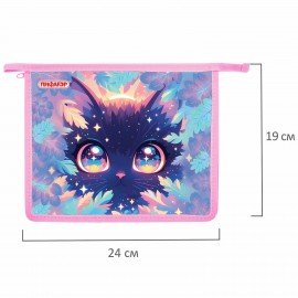 Папка для тетрадей ПИФАГОР А5, 1 отделение, пластик, на молнии, Magic kitty, 273327