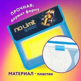 Папка для тетрадей ЮНЛАНДИЯ А5, пластик, 2 отделения, клапан на липучке, No limit, 273334