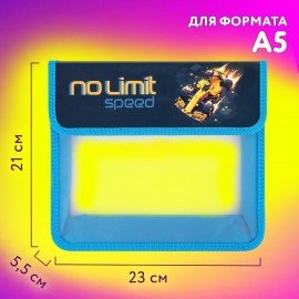 Папка для тетрадей ЮНЛАНДИЯ А5, пластик, 2 отделения, клапан на липучке, No limit, 273334