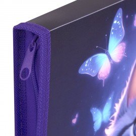 Папка для тетрадей BRAUBERG KIDS А4, 1 отделение, пластик, молния вокруг, Curious cat, 273336