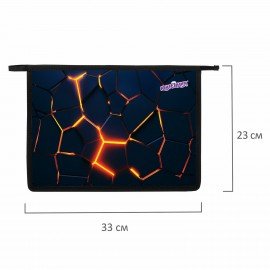 Папка для тетрадей ЮНЛАНДИЯ А4, 1 отделение, пластик, на молнии, Volcano split, 273350