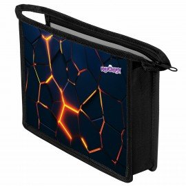 Папка для тетрадей ЮНЛАНДИЯ А4, 1 отделение, пластик, на молнии, Volcano split, 273350